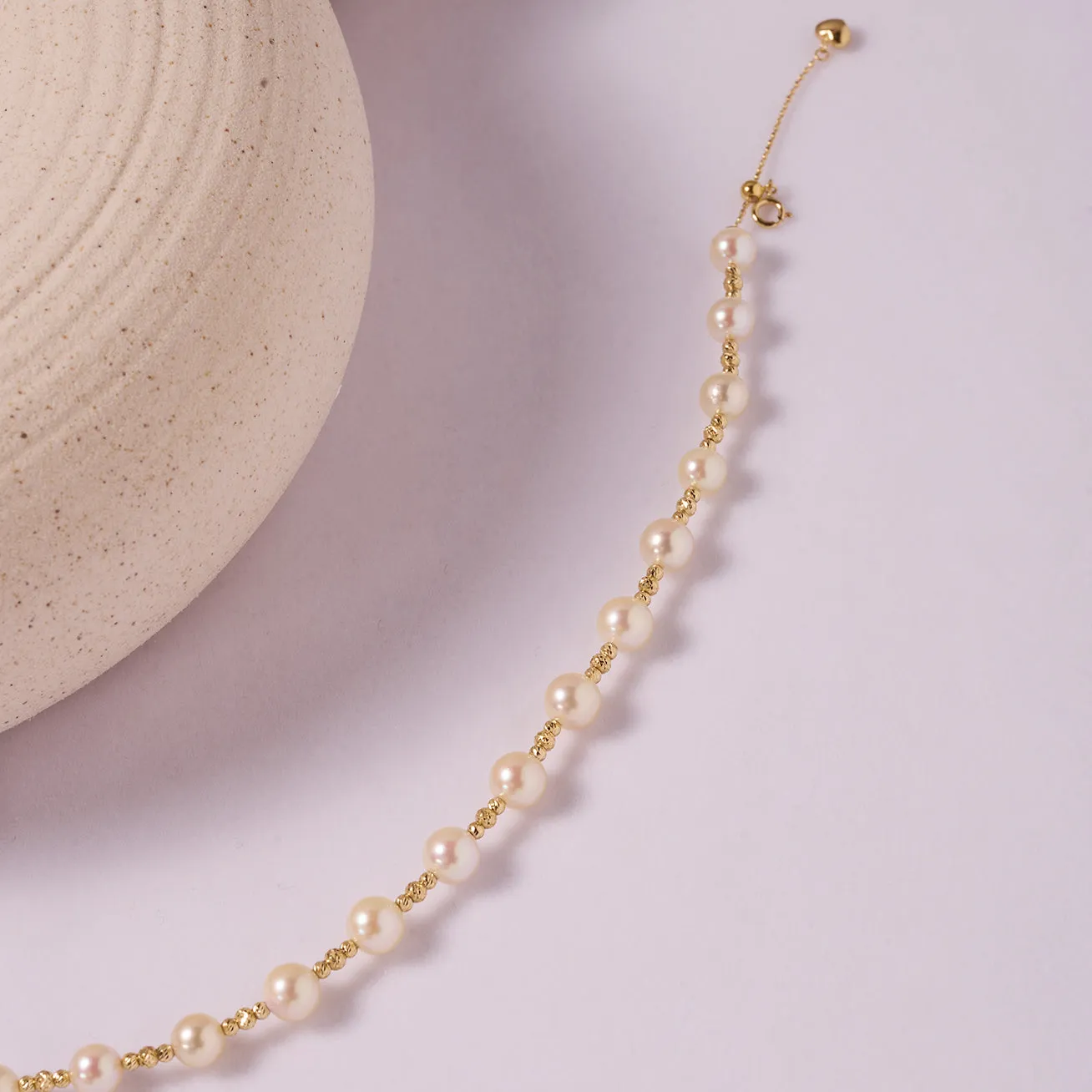 18K Solid Gold Akoya Pearl Bracelet KB00045