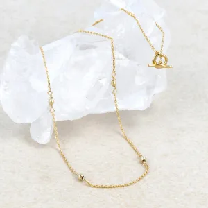22K Gold Plated Ball Station Necklace