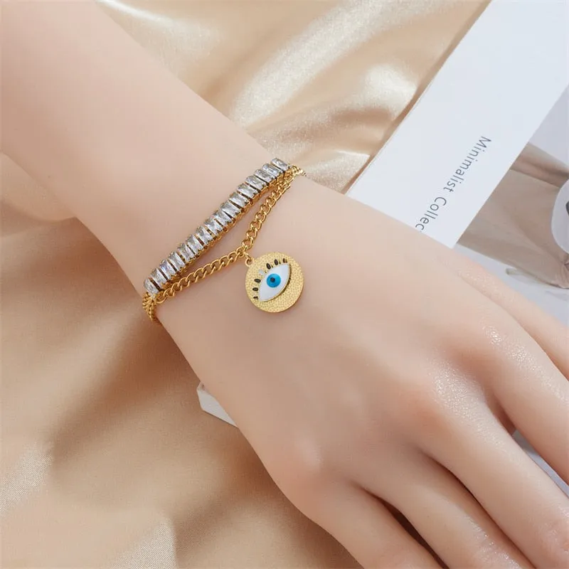 316L Stainless Steel Big Round Eyes Necklace Bracelets For Women