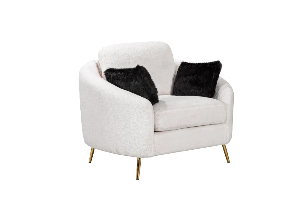 3pc White Boucle Sofa Set - T1312