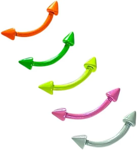 5pcs 5/16" 16g Surgical Steel Curved Barbell Eyebrow Rings Tragus Helix Tongue Navel Belly Lip Ring Body Piercing Jewelry 8mm