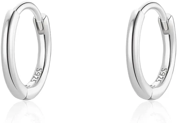 6mm 7mm 8mm 9mm 10mm 11mm 13mm 15mm Huggie Hoop Earrings 925 Sterling Silver 18k Gold Plated 1.3mm Thin Cartilage Hinged Tiny Mini - Medium Huggy Hoop Earrings