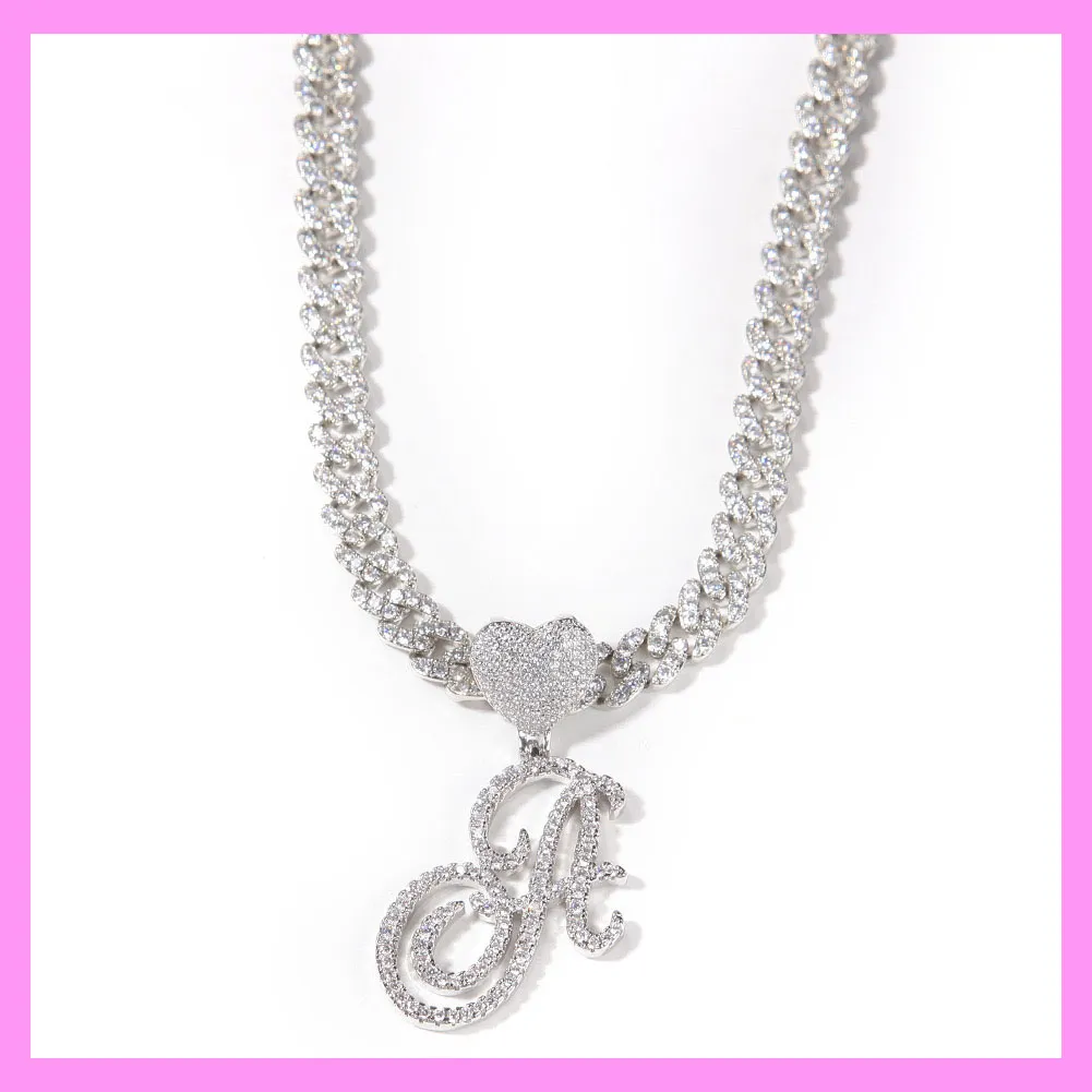 【8-07#】 Heart Clasp Custom Letter Necklace (Charged by Number of Letters)  for female fashion daily engagement wedding anniversary birthday present