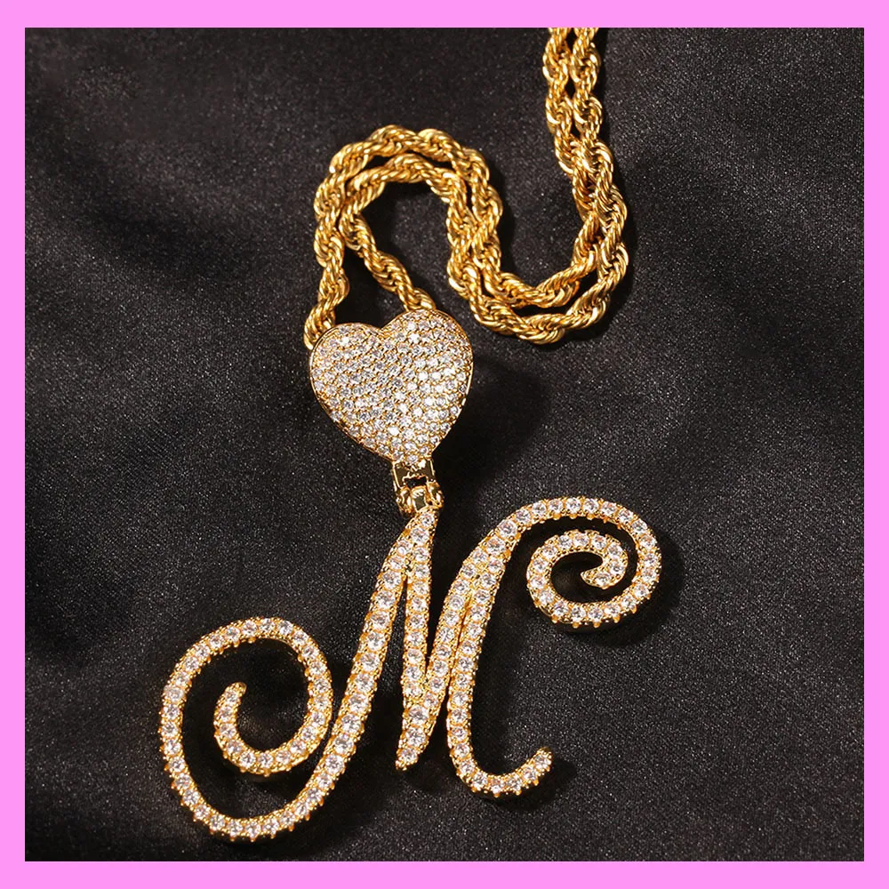 【8-07#】 Heart Clasp Custom Letter Necklace (Charged by Number of Letters)  for female fashion daily engagement wedding anniversary birthday present