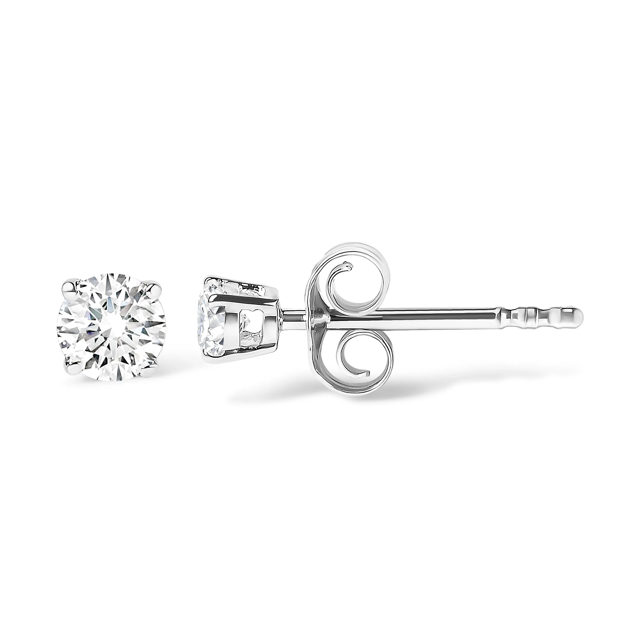 .925 Sterling Silver 1/3 Cttw Round Brilliant-Cut Near Colorless Diamond Classic 4-Prong Stud Earrings
