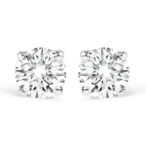 .925 Sterling Silver 1/3 Cttw Round Brilliant-Cut Near Colorless Diamond Classic 4-Prong Stud Earrings