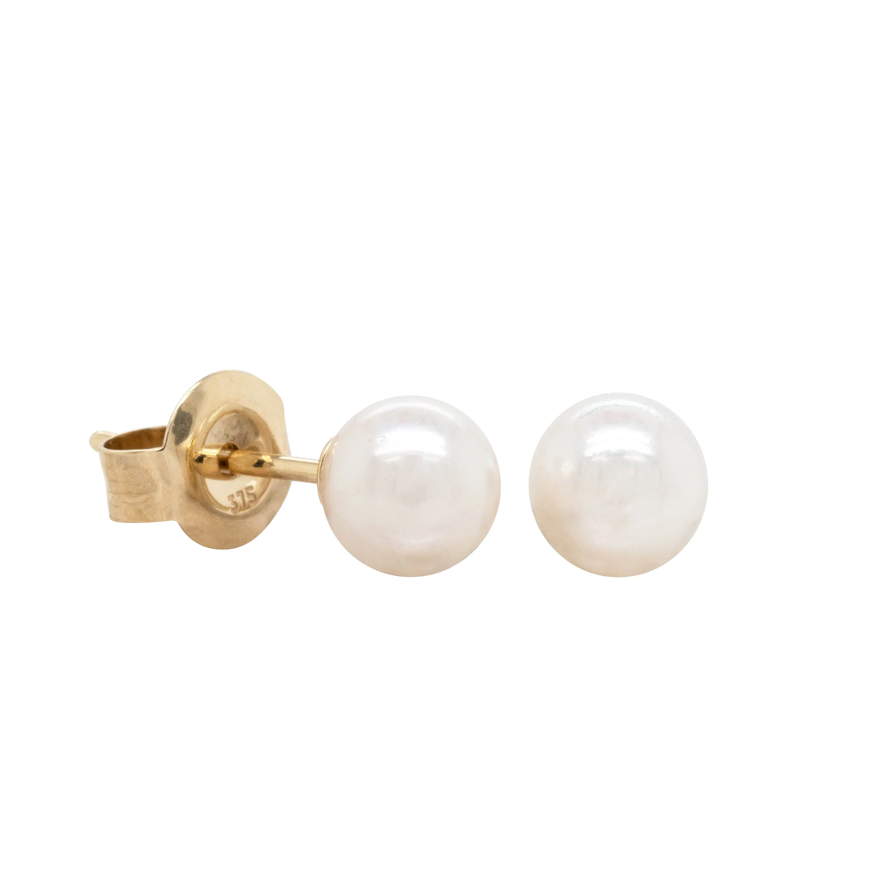 9ct Yellow Gold Akoya Pearl Studs - 5mm