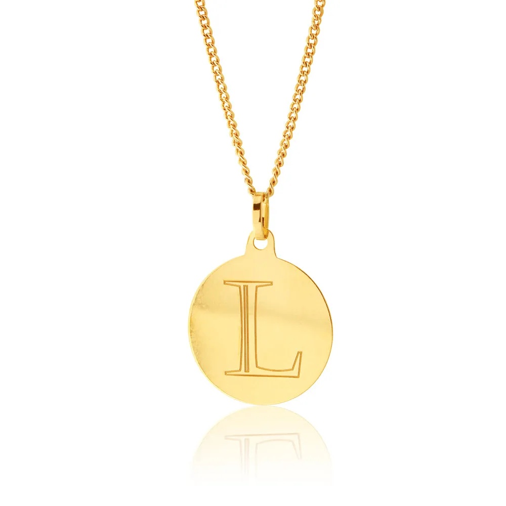 9ct Yellow Gold Charm With Initial "L" Pendant