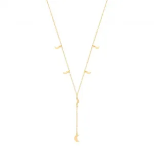 Acotis Silver Necklace Yel Gold Plated Moon Charms G3374GP