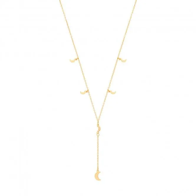 Acotis Silver Necklace Yel Gold Plated Moon Charms G3374GP