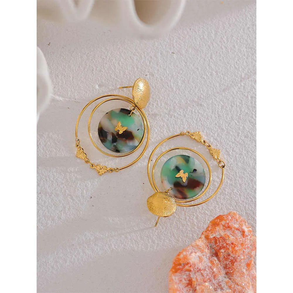 Acrylic Round Hollow Layered Dangle Earrings