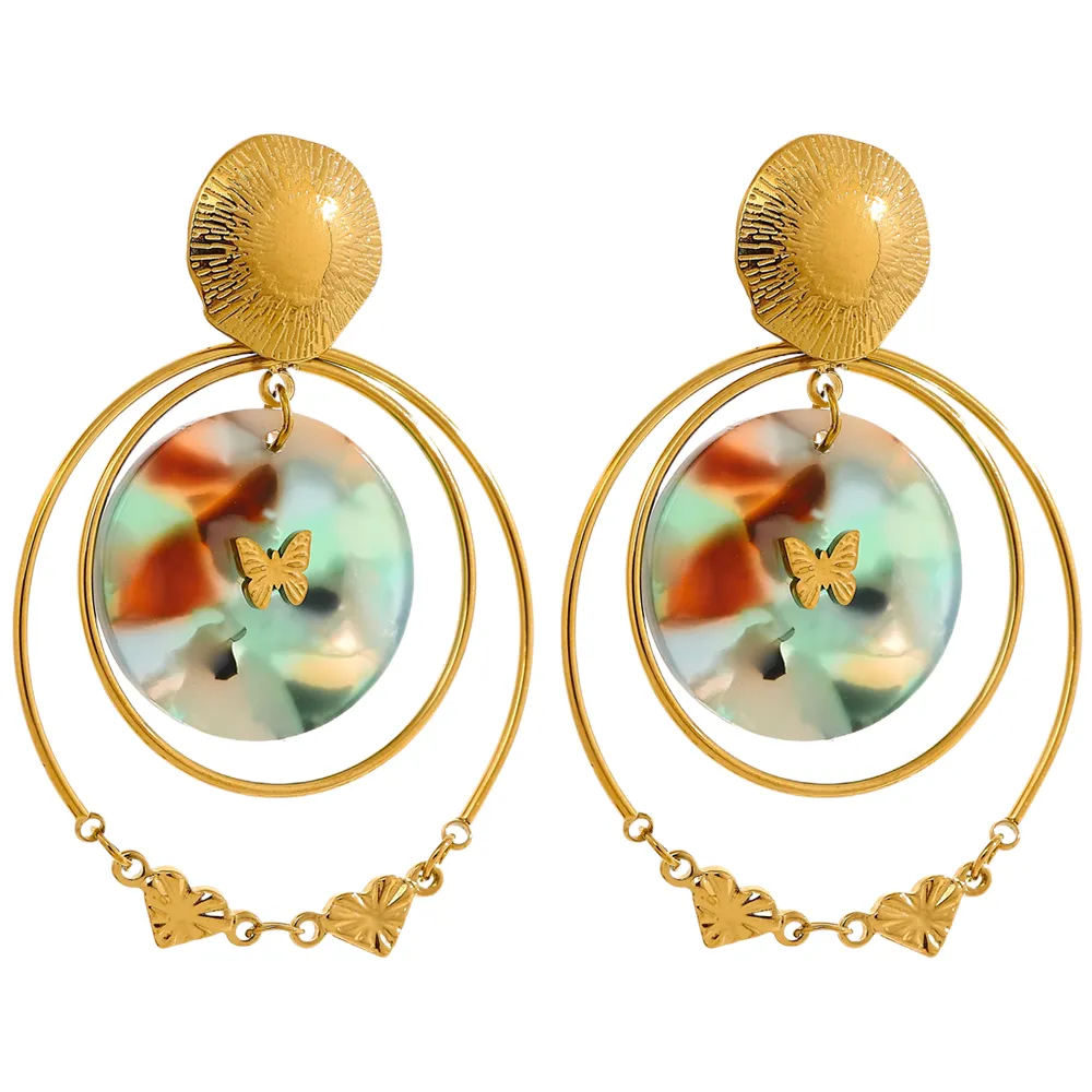 Acrylic Round Hollow Layered Dangle Earrings