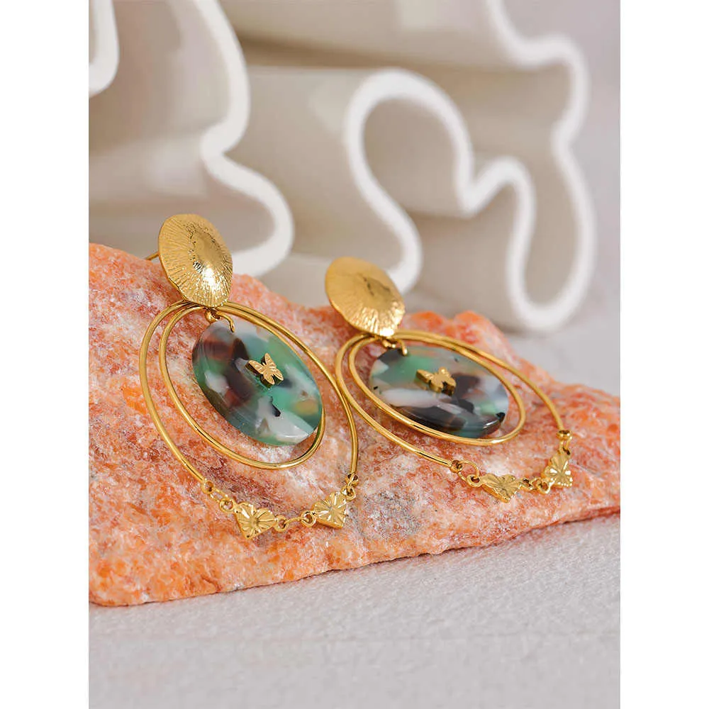 Acrylic Round Hollow Layered Dangle Earrings