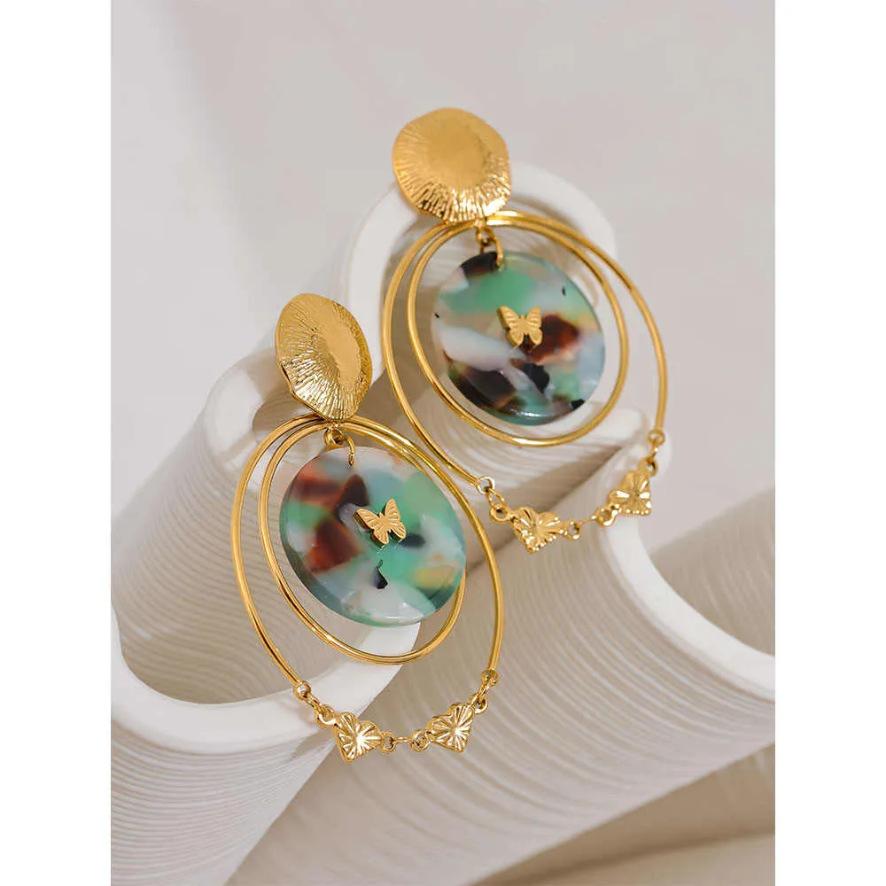 Acrylic Round Hollow Layered Dangle Earrings