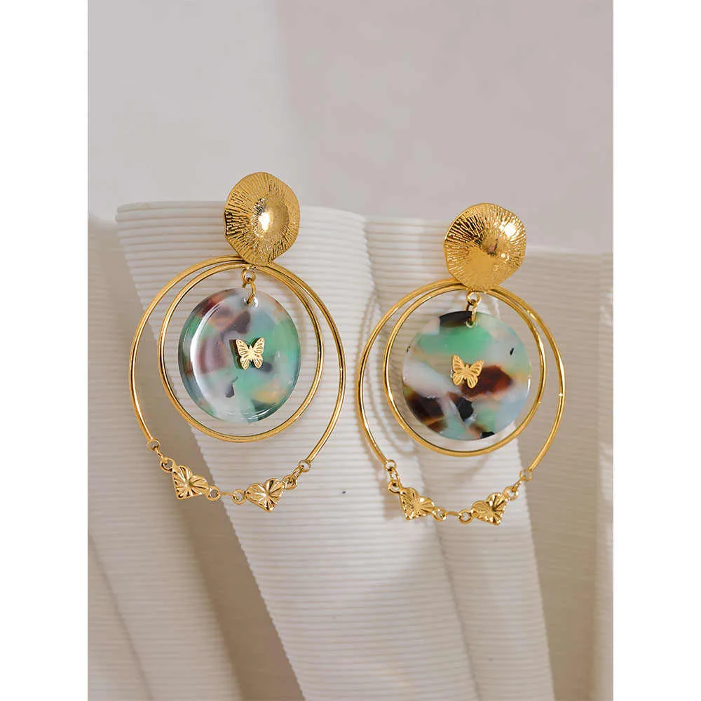 Acrylic Round Hollow Layered Dangle Earrings