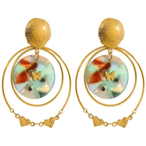 Acrylic Round Hollow Layered Dangle Earrings