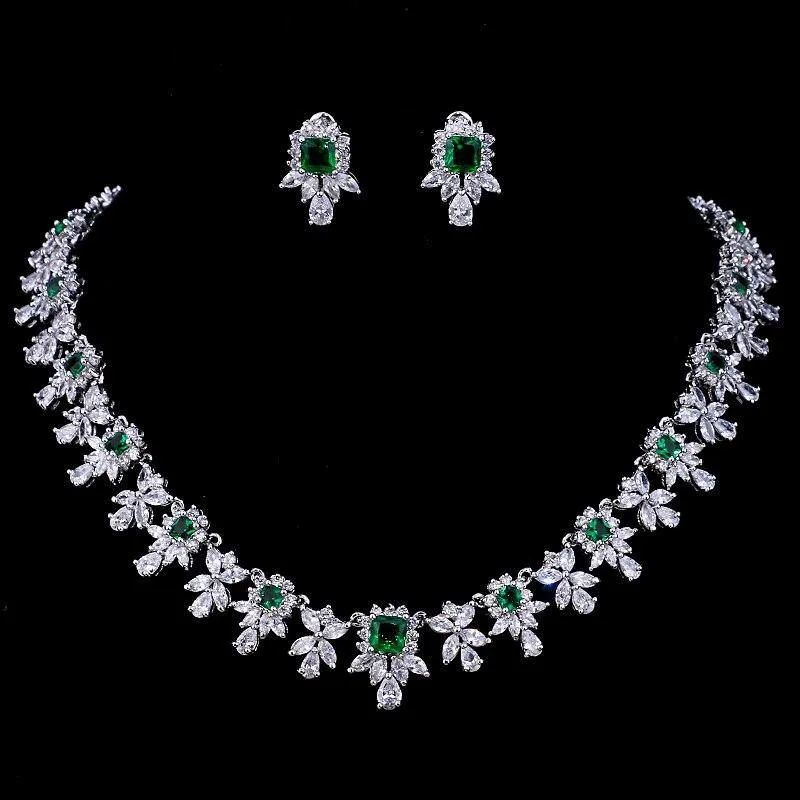 Adorable AAA  Quality Zircon Diamonds 2 Piece Bridal Set for Luxury Wedding Jewelry Set