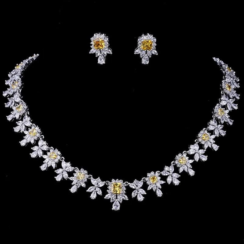 Adorable AAA  Quality Zircon Diamonds 2 Piece Bridal Set for Luxury Wedding Jewelry Set