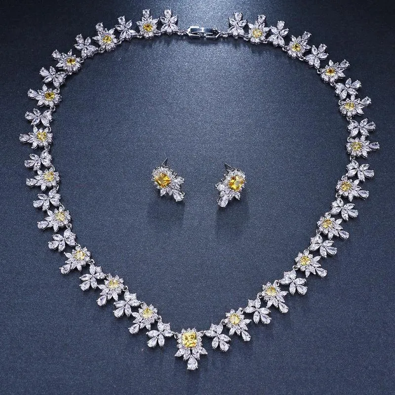 Adorable AAA  Quality Zircon Diamonds 2 Piece Bridal Set for Luxury Wedding Jewelry Set