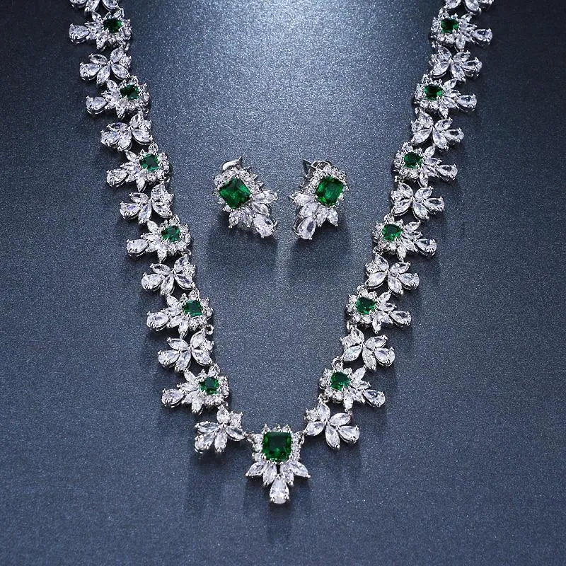 Adorable AAA  Quality Zircon Diamonds 2 Piece Bridal Set for Luxury Wedding Jewelry Set