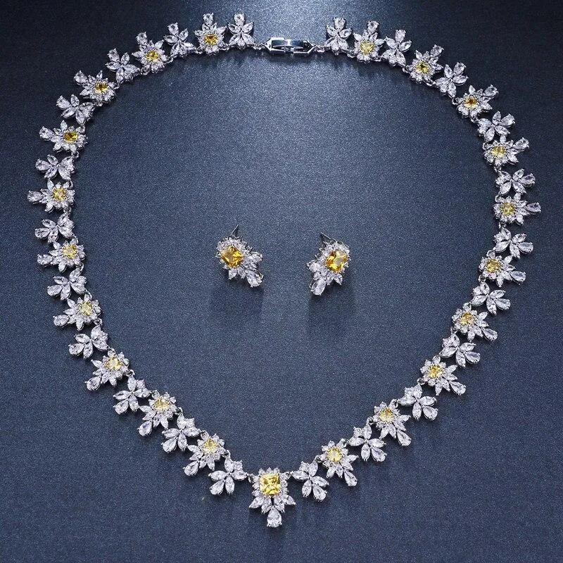 Adorable AAA  Quality Zircon Diamonds 2 Piece Bridal Set for Luxury Wedding Jewelry Set
