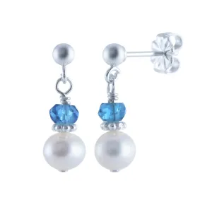Adorable Pearl and Birthstone Dangle Post Earrings