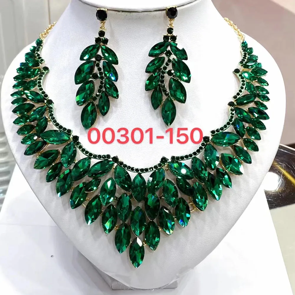 African Dubai Necklace  Crystal Bridal Earrings Necklace Set