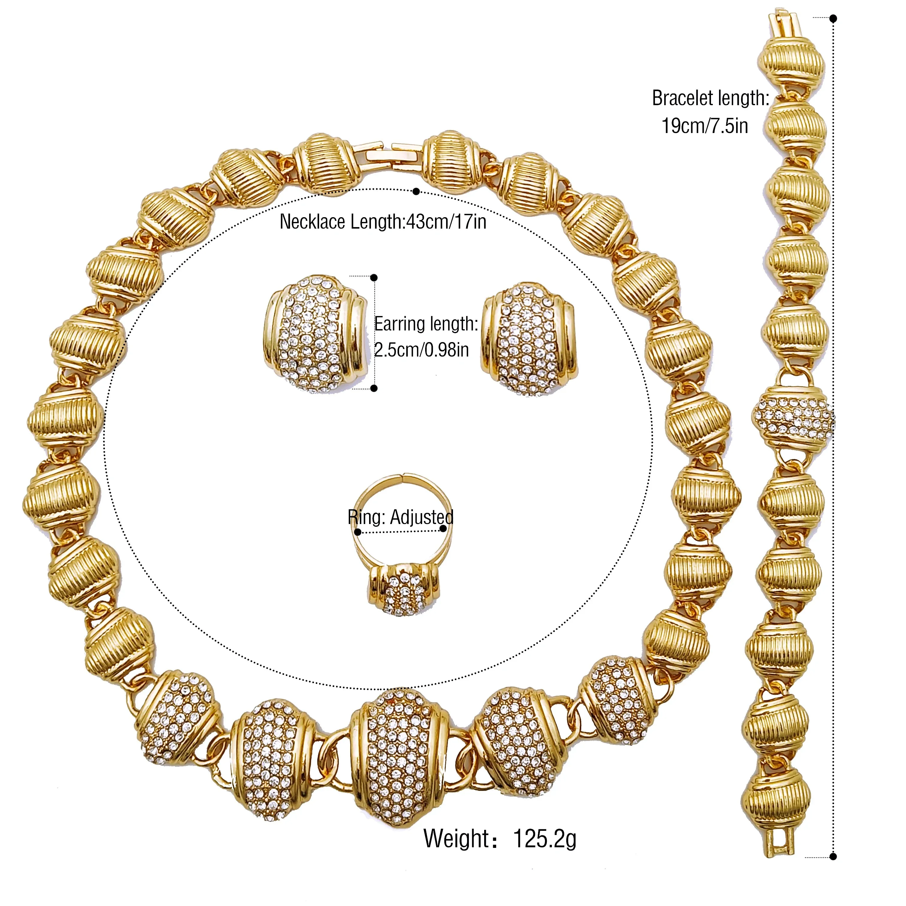 African Jewelry Sets For Women Round Shape Elegant Necklaces Wedding Party Gift
