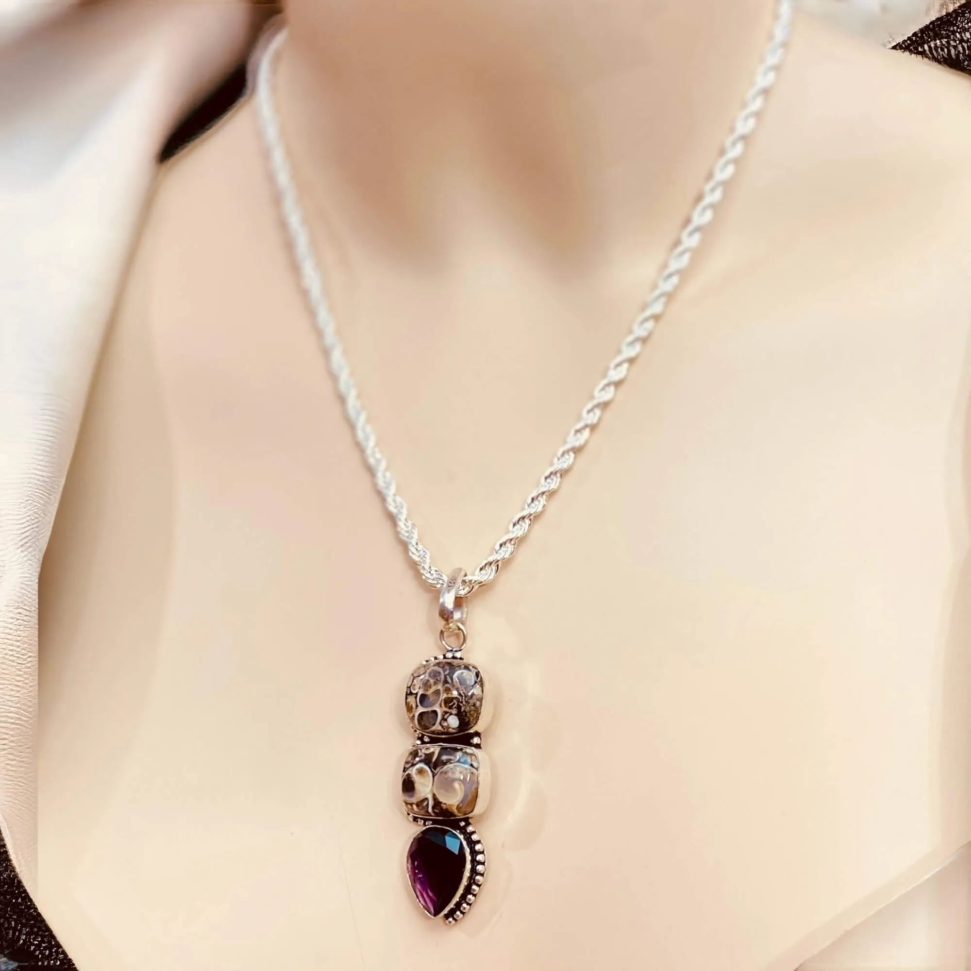 Agate Crystal Pendant Necklace