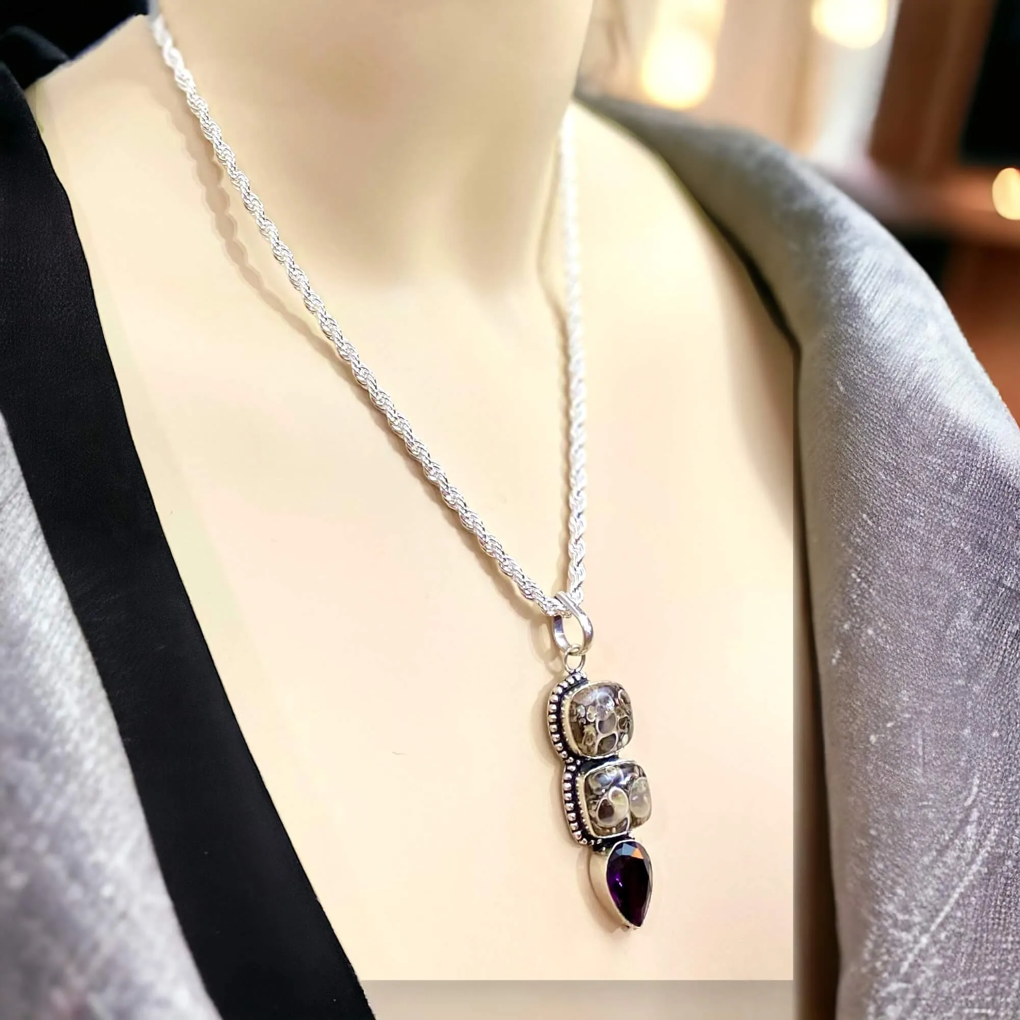 Agate Crystal Pendant Necklace