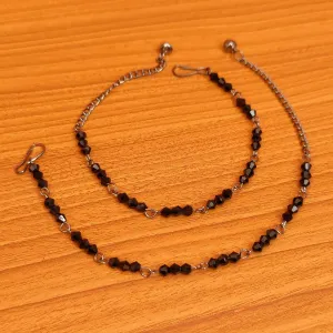ANTIQUE BLACK CRYSTAL ANKLET