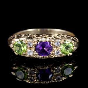 Antique Edwardian 9Ct Gold Suffragette Ring Dated 1917