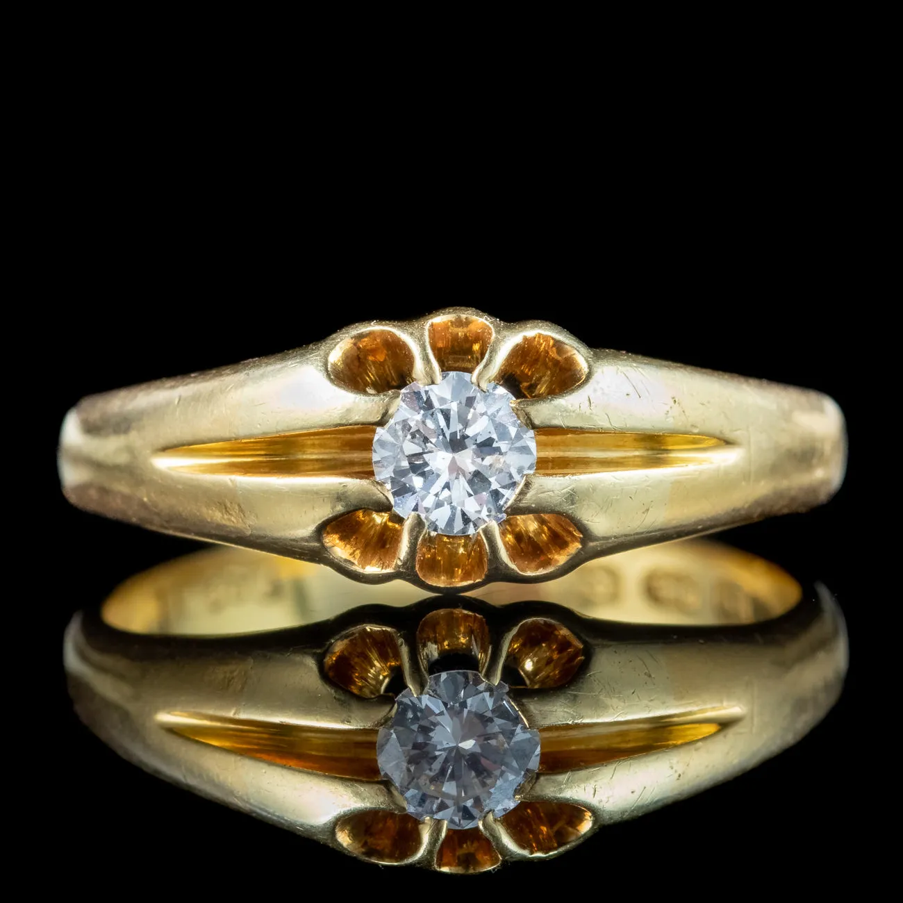 Antique Edwardian Diamond Solitaire Ring 22ct Gold Dated 1915
