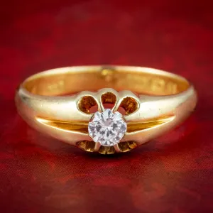 Antique Edwardian Diamond Solitaire Ring 22ct Gold Dated 1915