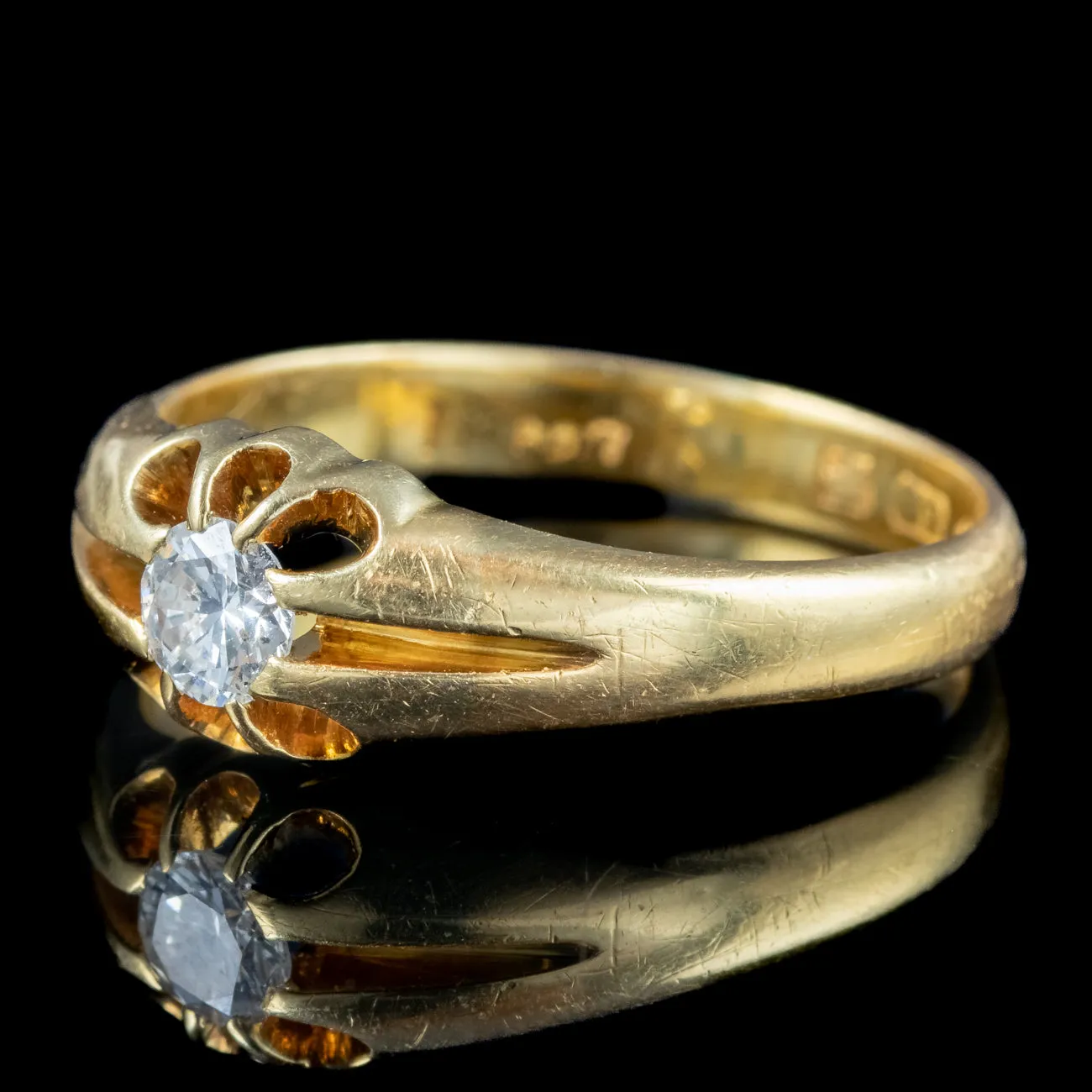 Antique Edwardian Diamond Solitaire Ring 22ct Gold Dated 1915