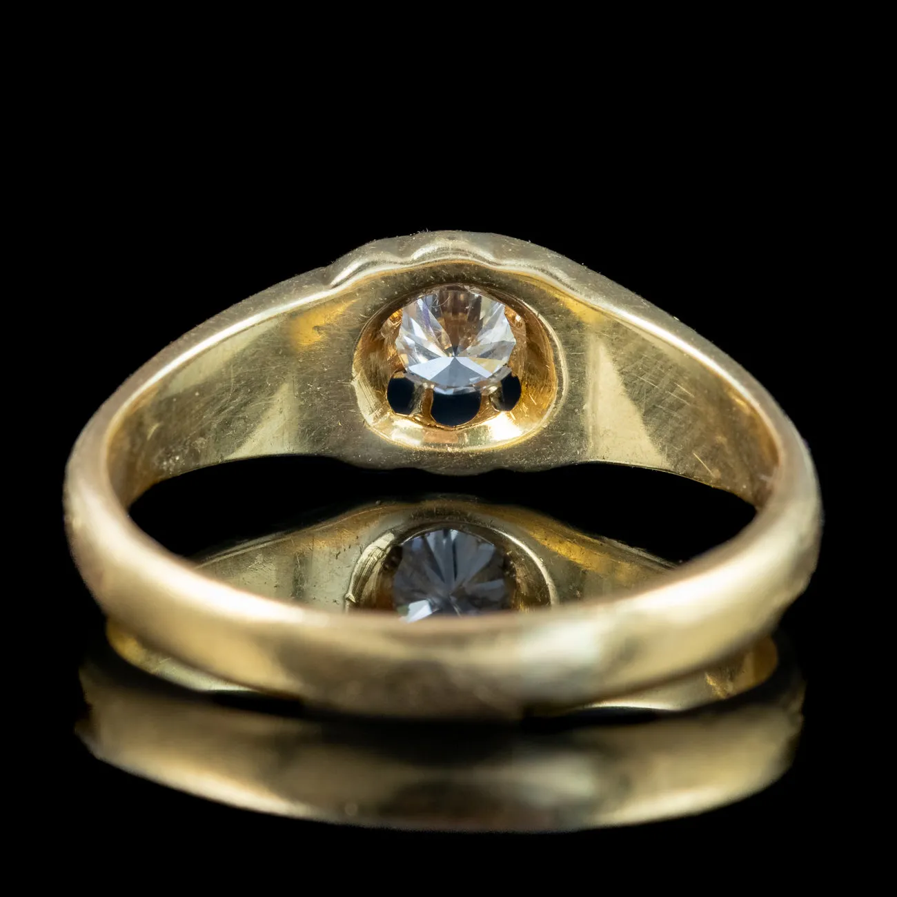 Antique Edwardian Diamond Solitaire Ring 22ct Gold Dated 1915