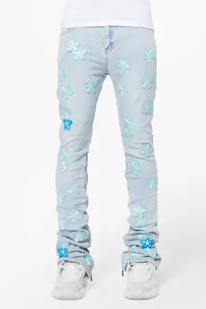 Aqua Blue Blossom Denim