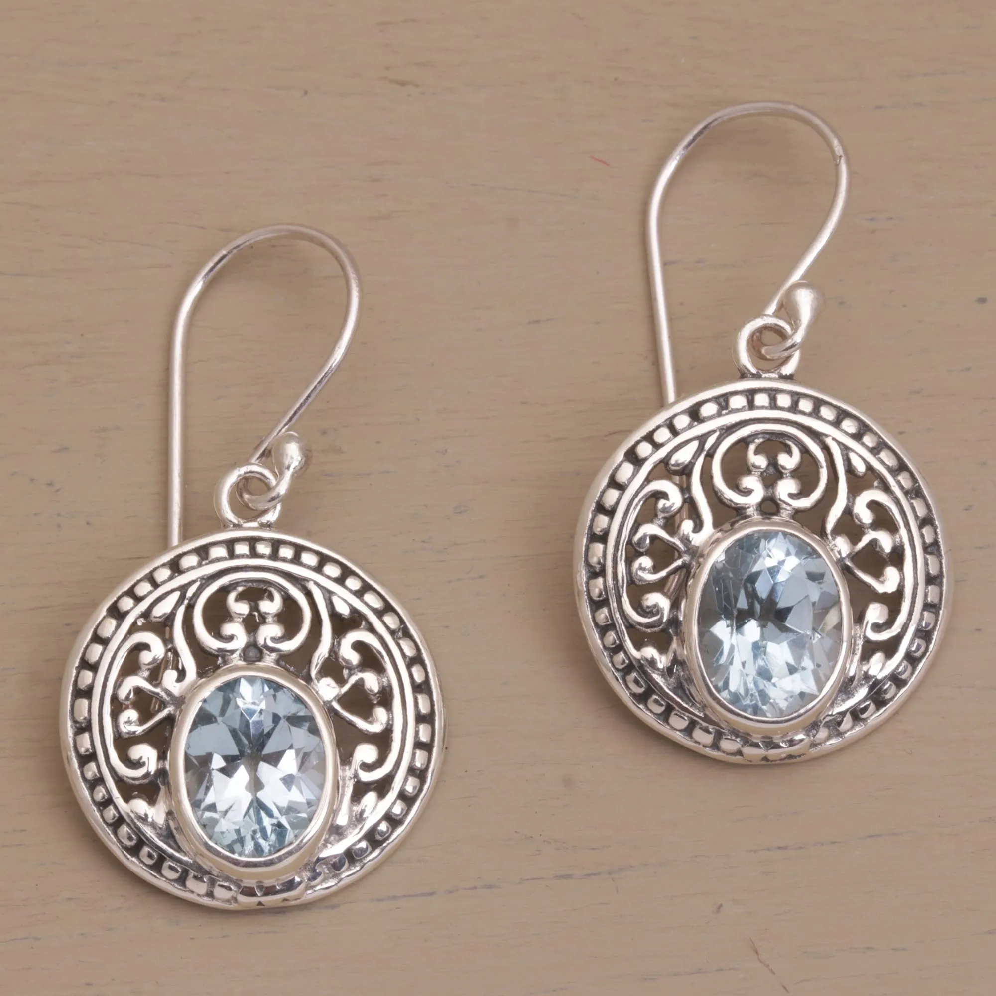 Aqua Pura Three Carat Blue Topaz and Sterling Silver Earrings