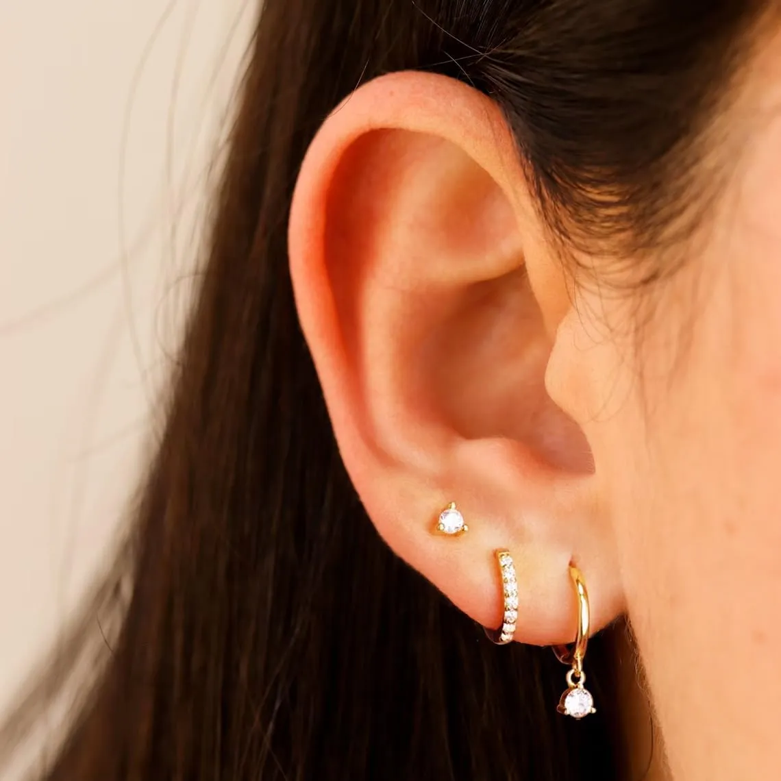 ASCOMY Gold Hoop Earrings Set for Women - 14K Gold/White Gold Plated Huggie Hoops, Cubic Zirconia Studs, Chunky Open Hoops - CZ Jewelry Gifts