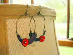 Asymmetrical Poppy Swing Earrings -Grape