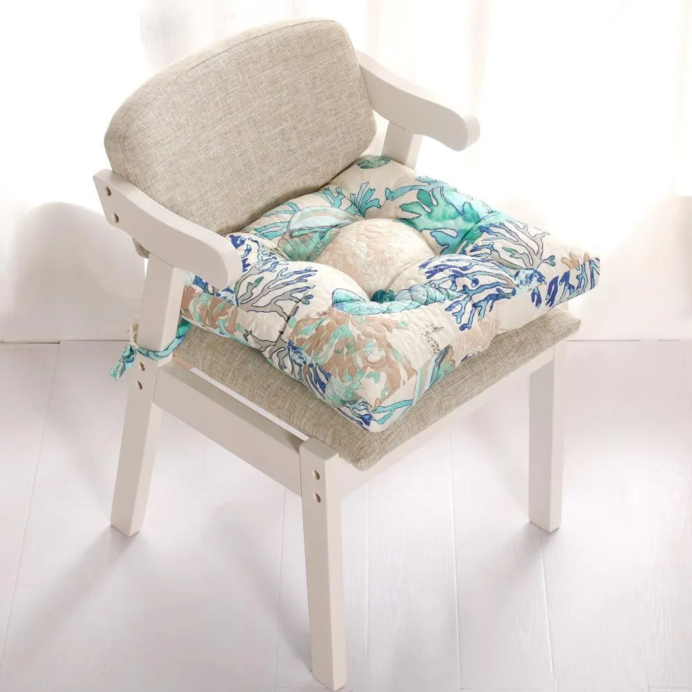 Barefoot Bungalow Atlantis Universal Tufted Dining Chair Pads, 18x18-inch, Jade