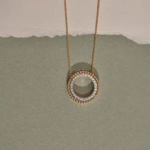 Beaded Halo Diamond Necklace