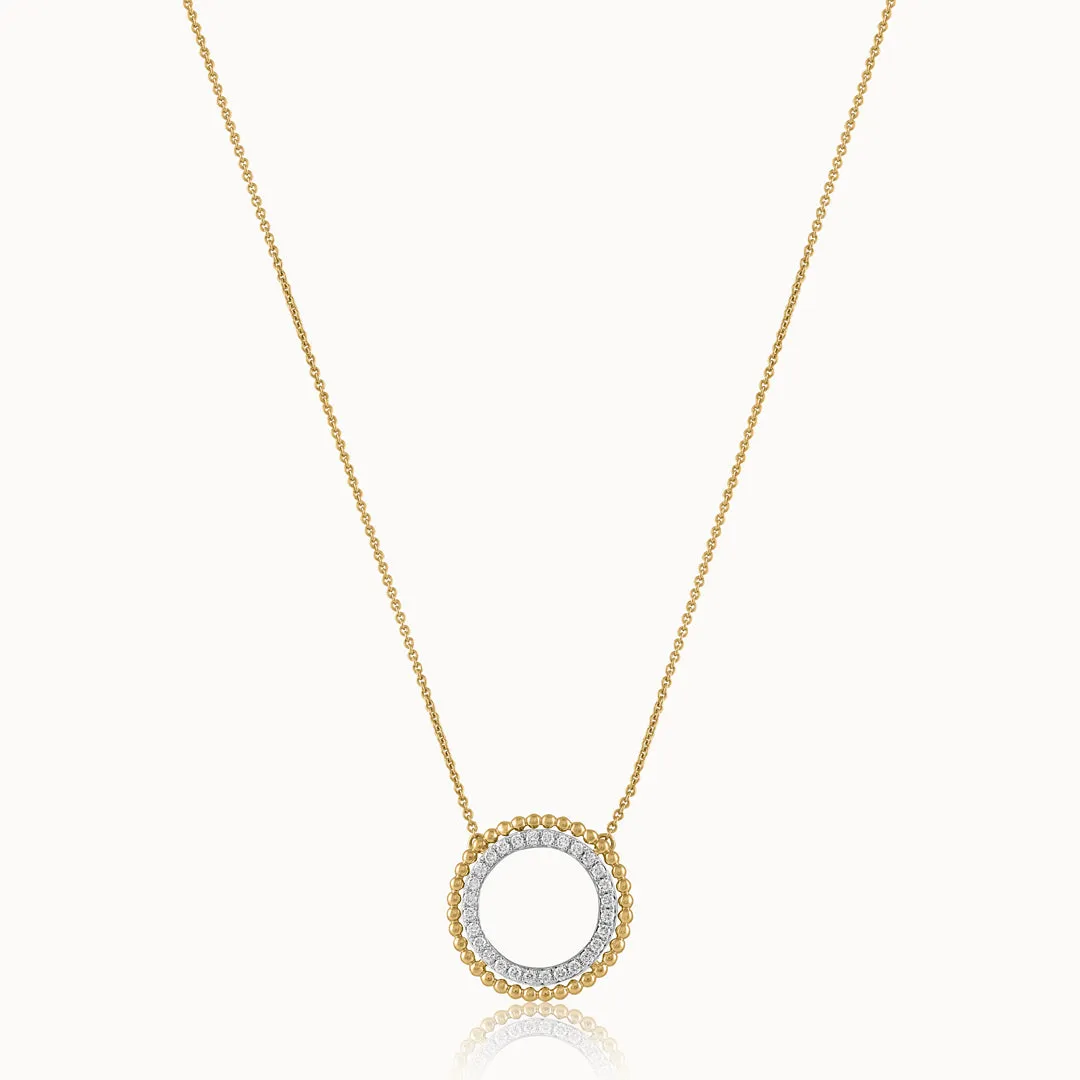 Beaded Halo Diamond Necklace