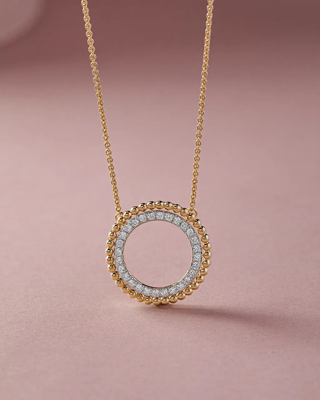Beaded Halo Diamond Necklace