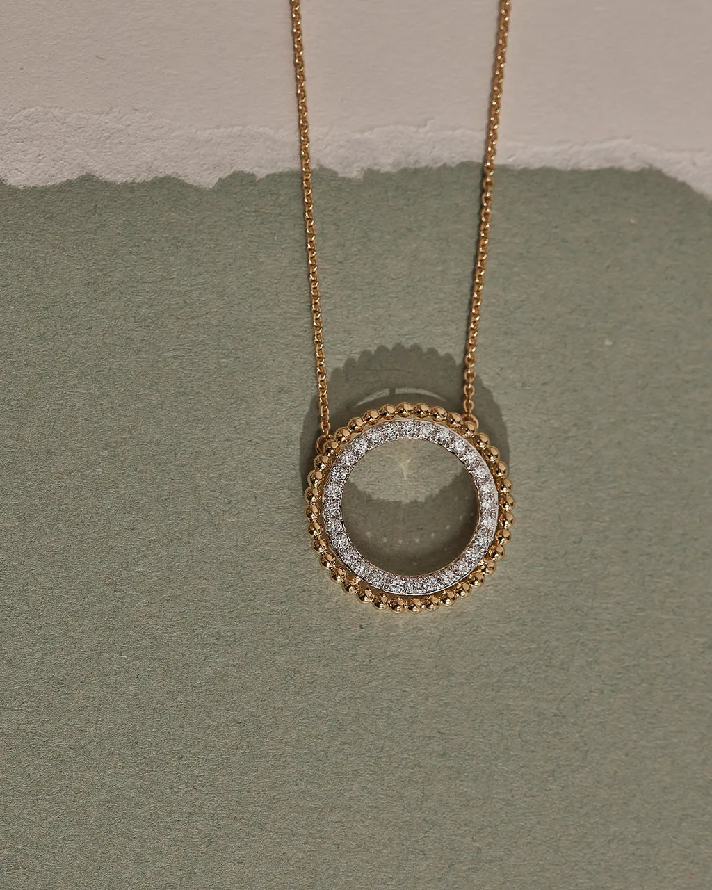 Beaded Halo Diamond Necklace