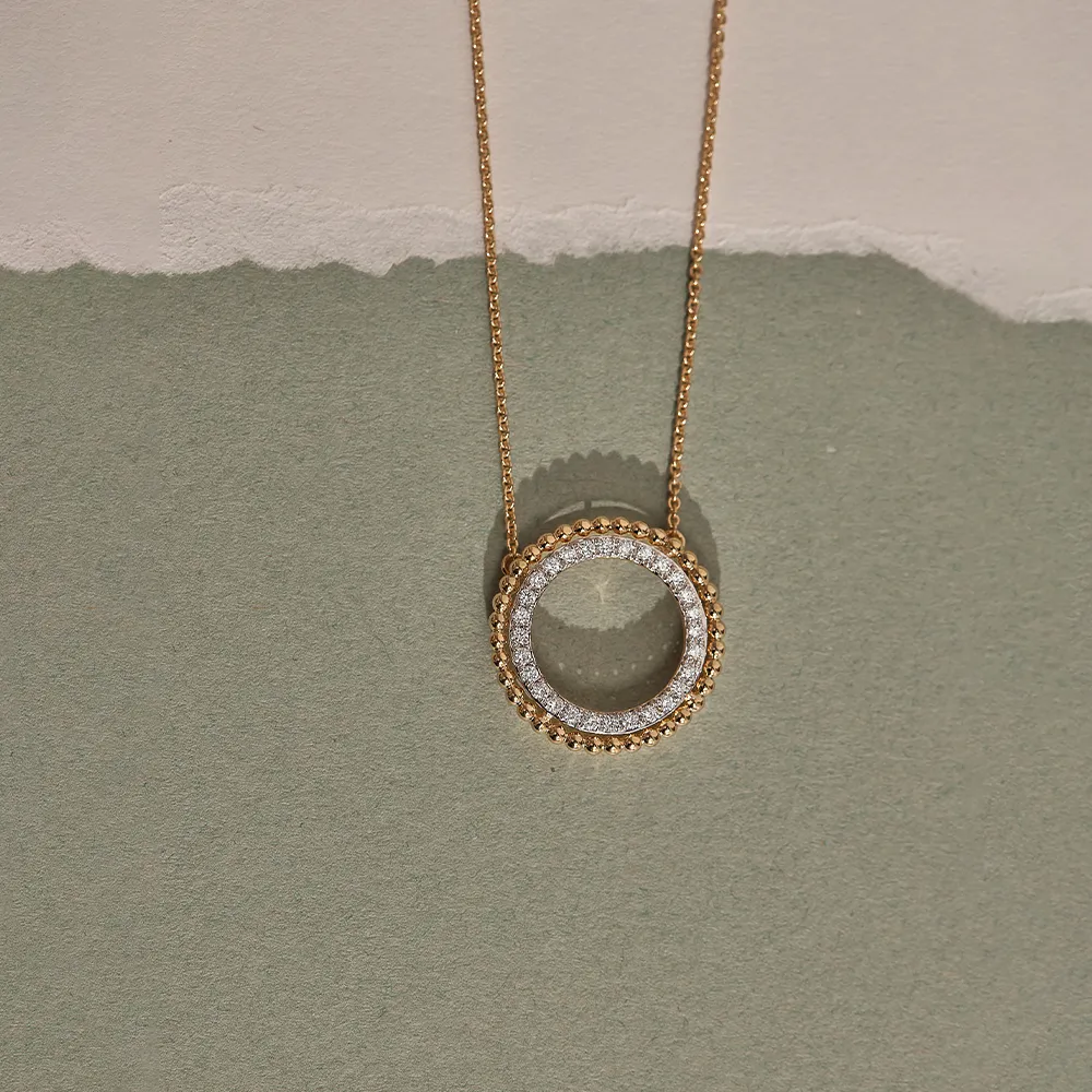 Beaded Halo Diamond Necklace