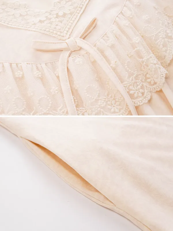 Beige Elegance Lace Nightgown