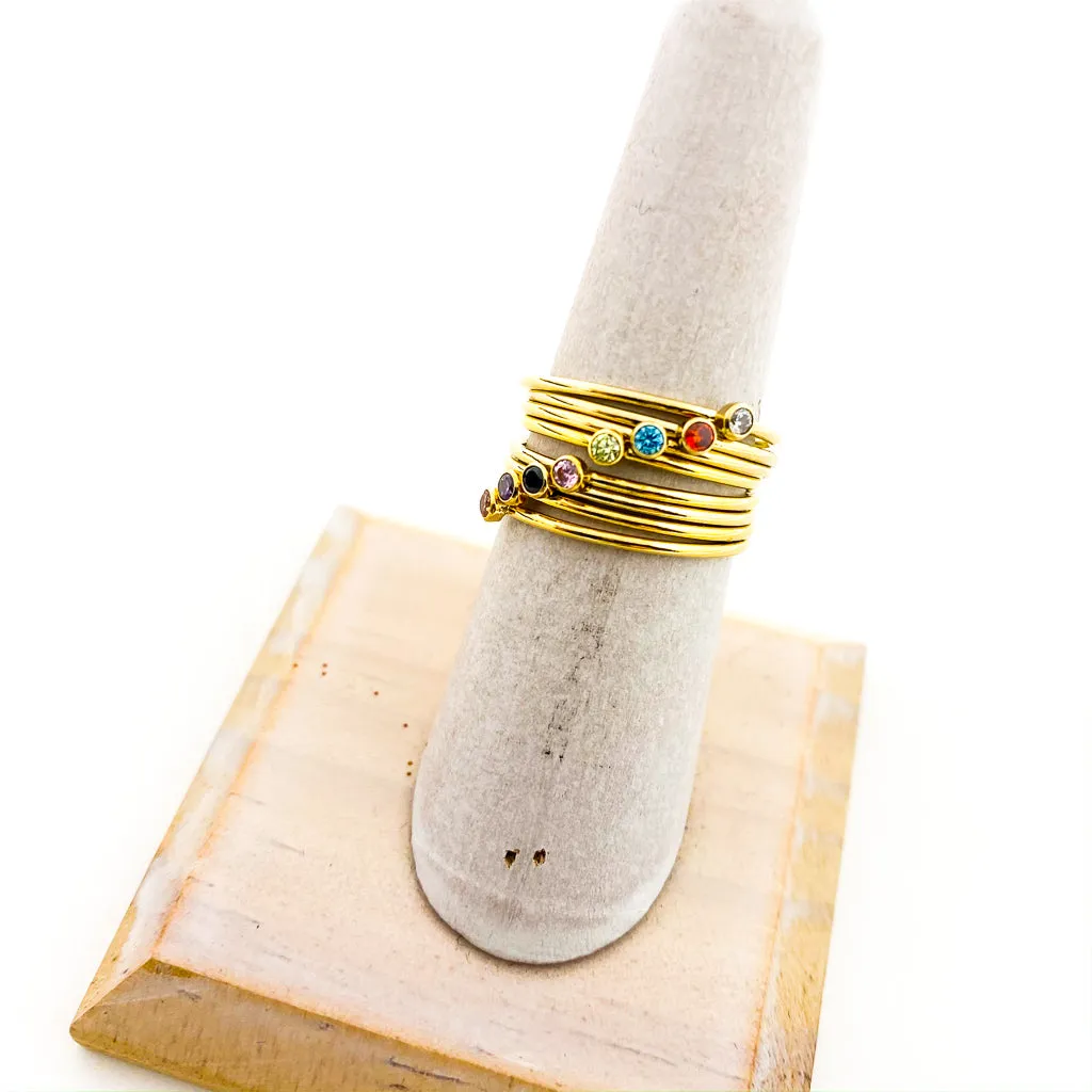 Bella Birthstone Stacking Ring | Gold