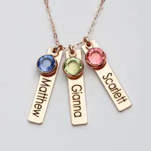 Birthstone Bar Name Necklace for Mom - CG436N. Starts at