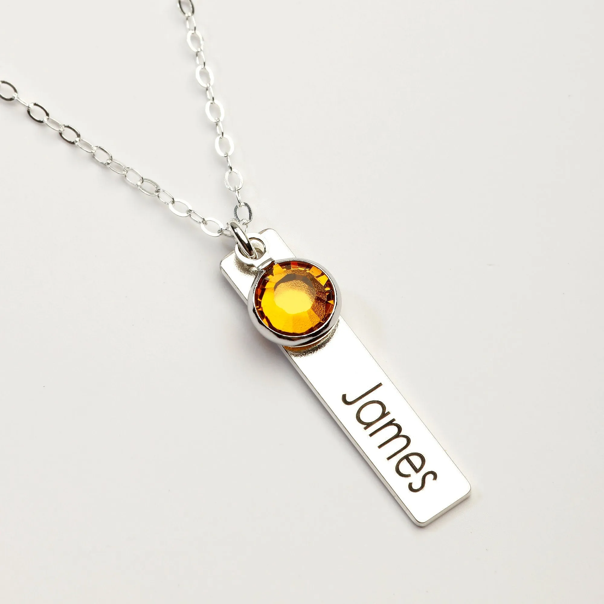 Birthstone Bar Name Necklace for Mom - CG436N. Starts at